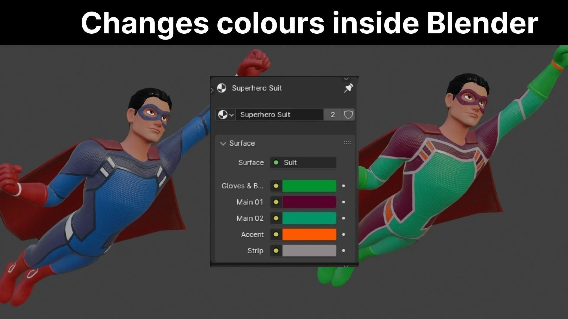 Color customization preview for Cartoon Superhero Man